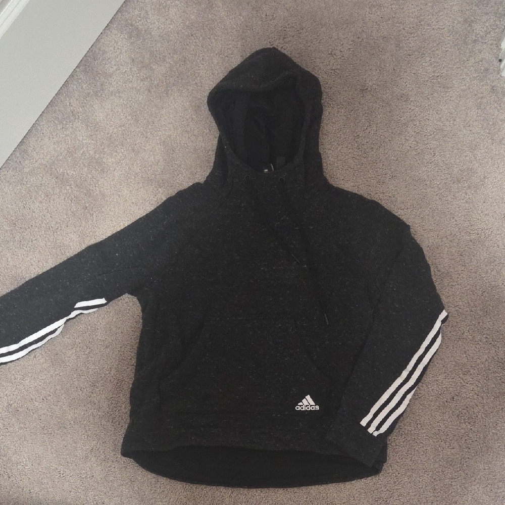 Adidas Charcoal Hoodie with White Accents